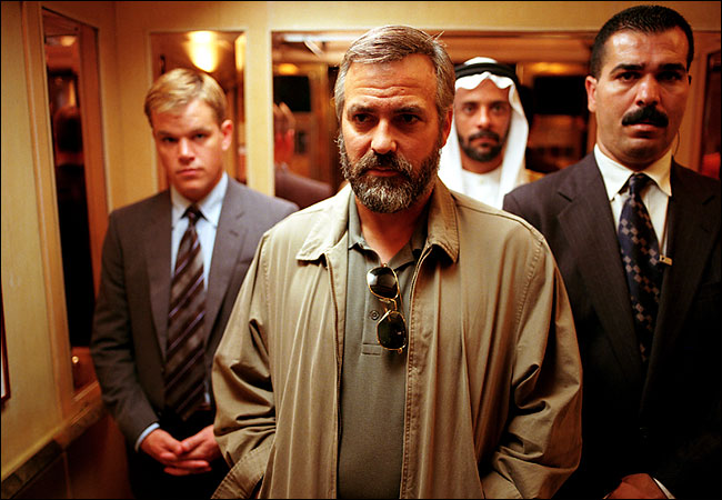 Matt Damon, George Clooney and Alexander Siddig (rear) in Syriana (2005).